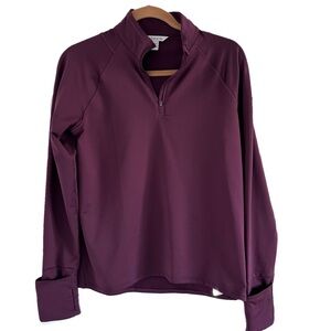 Athleta quarter zip small long sleeves plum purple finger holes back zip pocket
